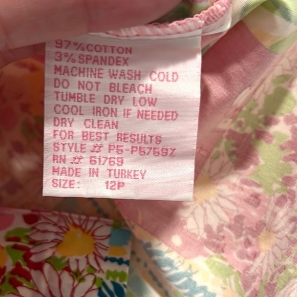 Palm Lily,Made in Turkey!Colorful Floral Dress,EUC,Button-Front,Stretch Size 12P - Picture 3 of 9